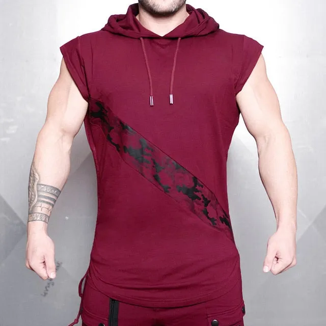 2019 New Brand Stretchy Sleeveless Shirt Casual Fashion Hooded Gyms Tank Top Men bodybuilding Fitness Clothing