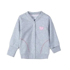 5.10.15 Heart Badge Grey Terry Mock Neck Jacket 13472