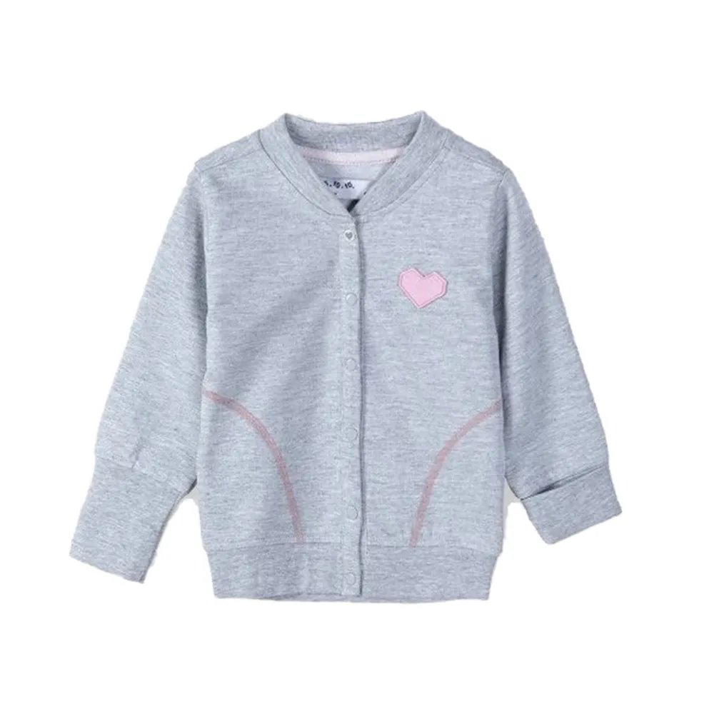 5.10.15 Heart Badge Grey Terry Mock Neck Jacket 13472