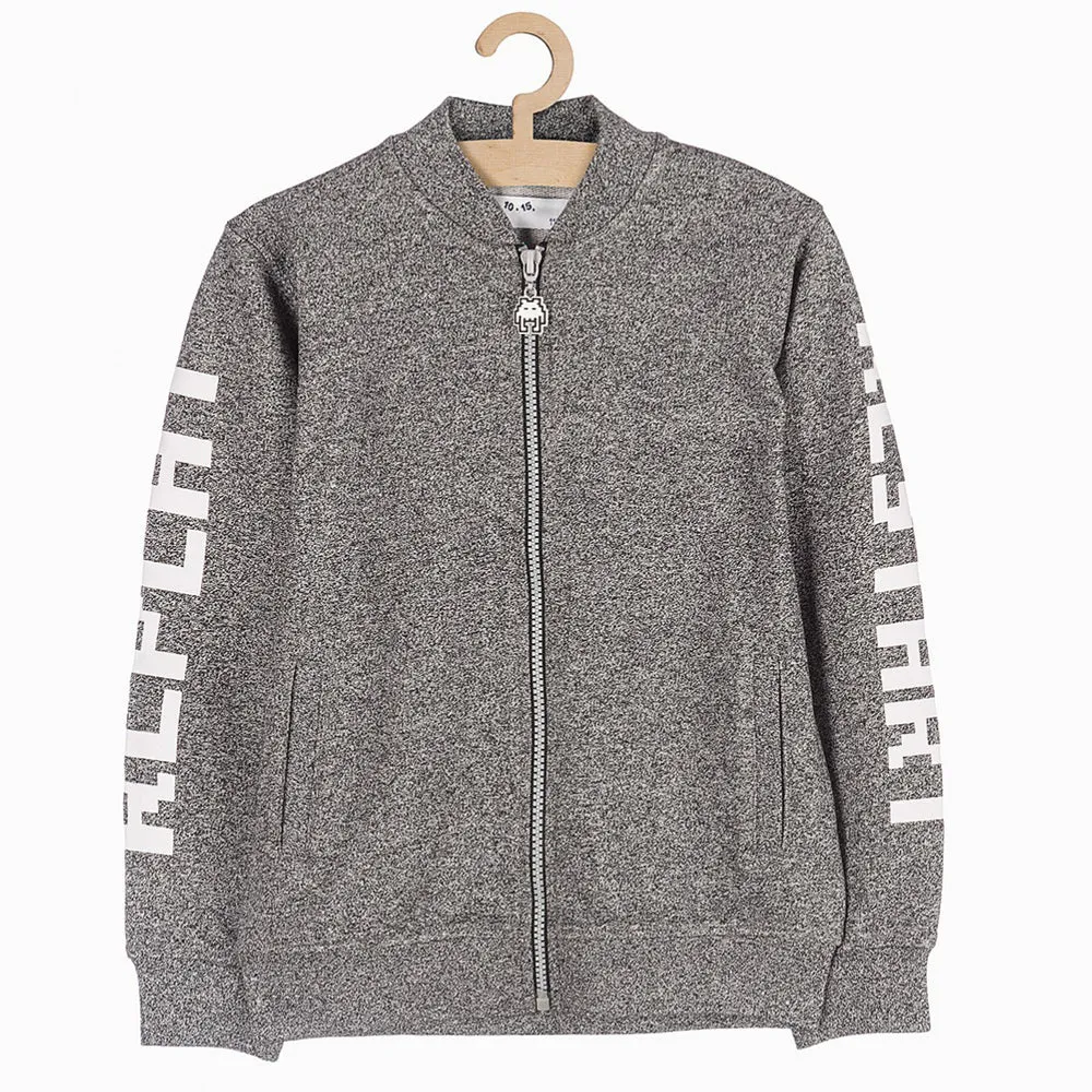 5.10.15 Replay Print Melange Grey Mock Neck Jacket 8424