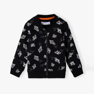 5.10.15 Space Ship Print Black Terry Mock Neck Zipper 12379