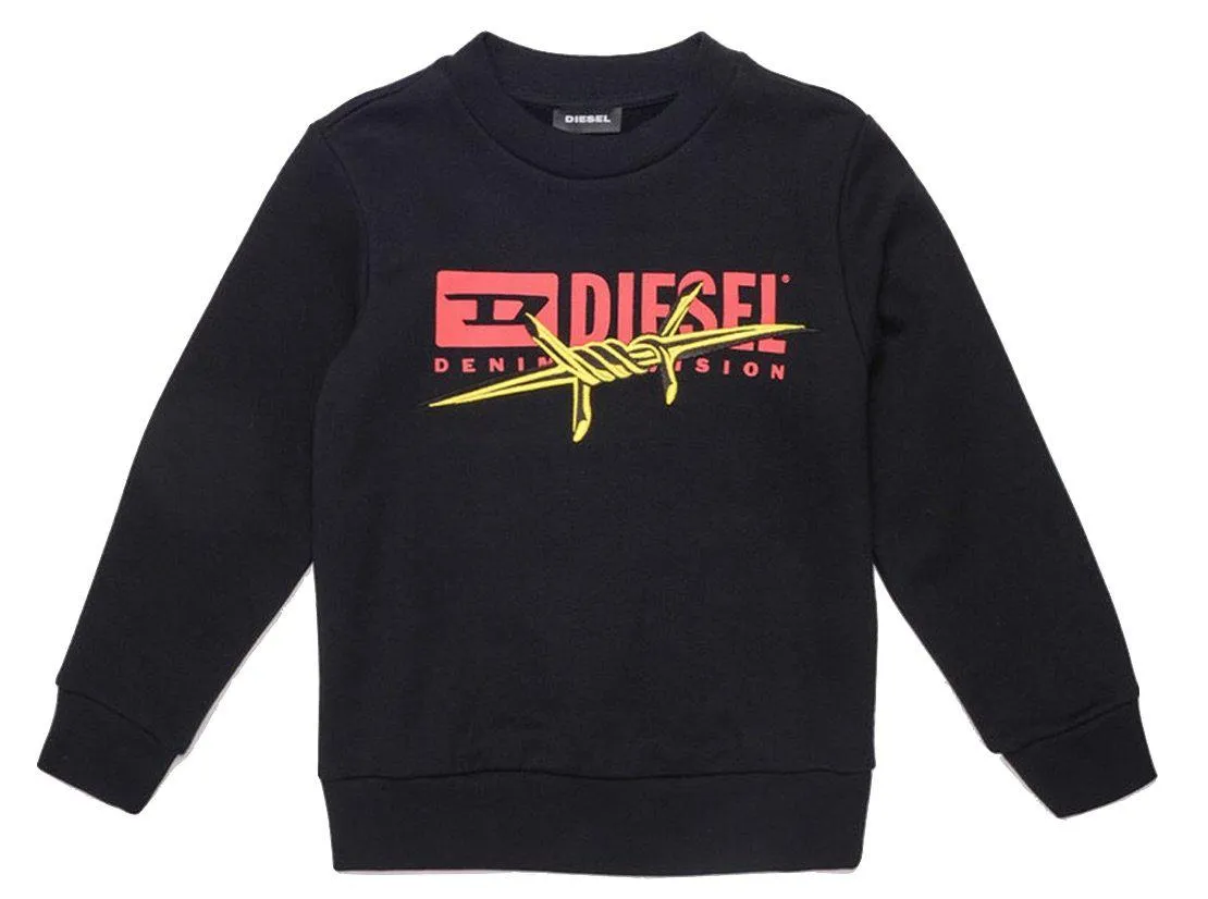 Boys Black Sweatshirt With Barbed Wire Patch