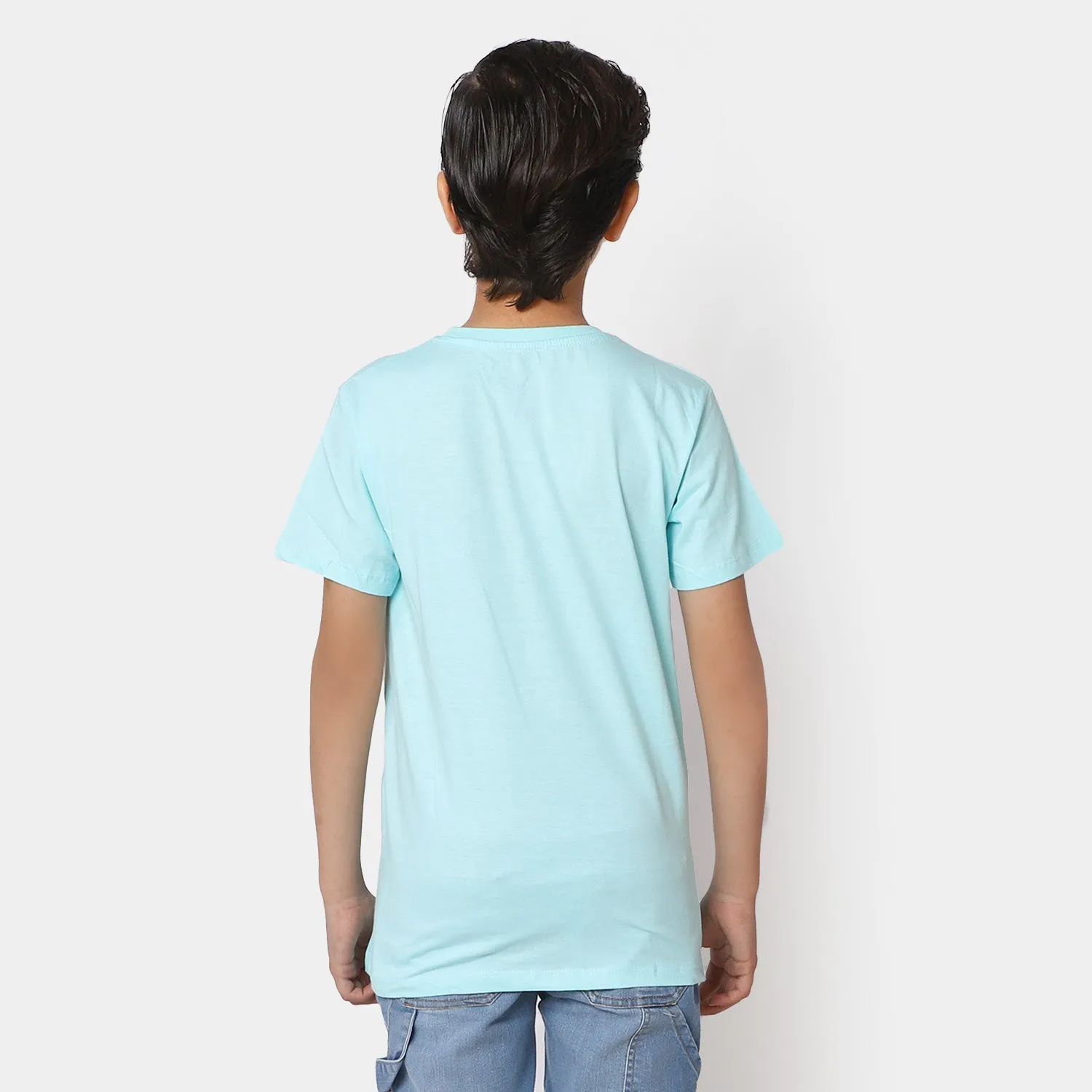 Boys Jersey Round Neck T-Shirt Shark - Sky Blue