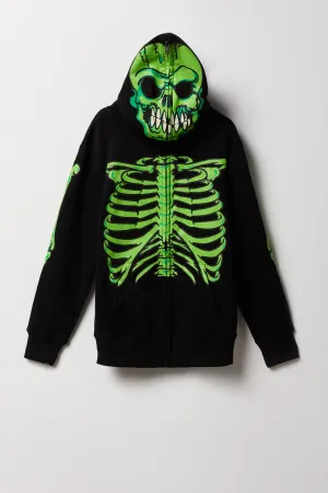 Boys Skeleton Print Full Zip Hoodie