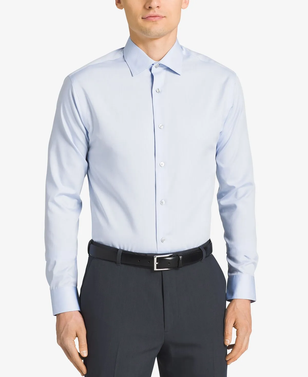 Calvin Klein Men's STEEL Classic Fit Herringbone Dress Shirt Without Iron Trim