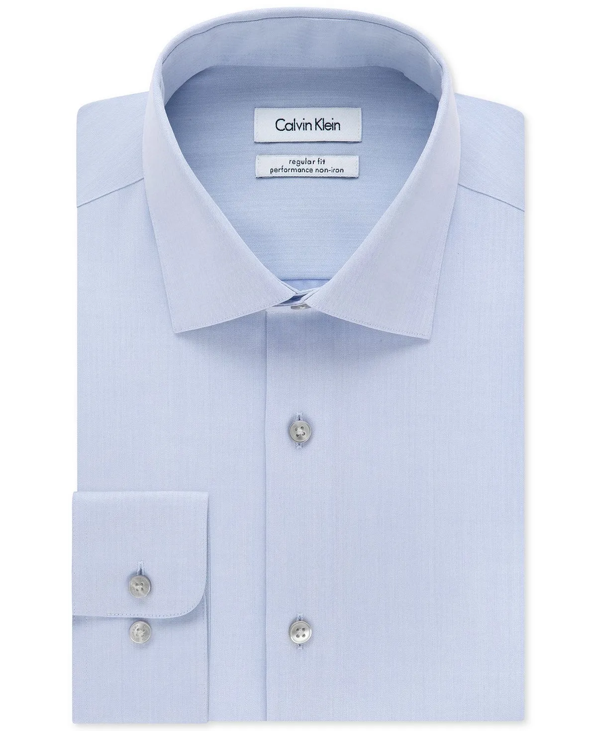 Calvin Klein Men's STEEL Classic Fit Herringbone Dress Shirt Without Iron Trim