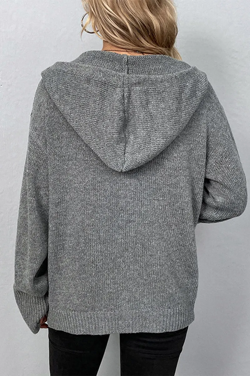 Casual Solid Buttons Hooded Collar Tops