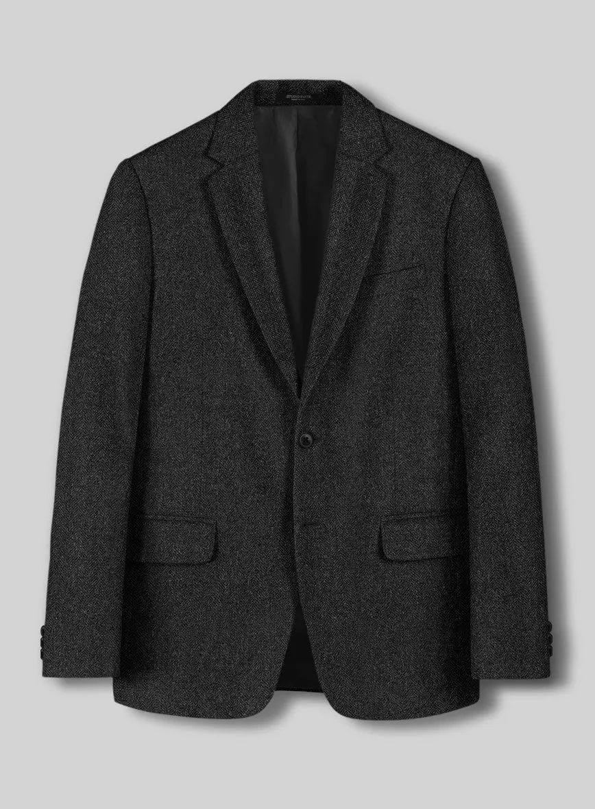 Charcoal Herringbone Tweed Jacket