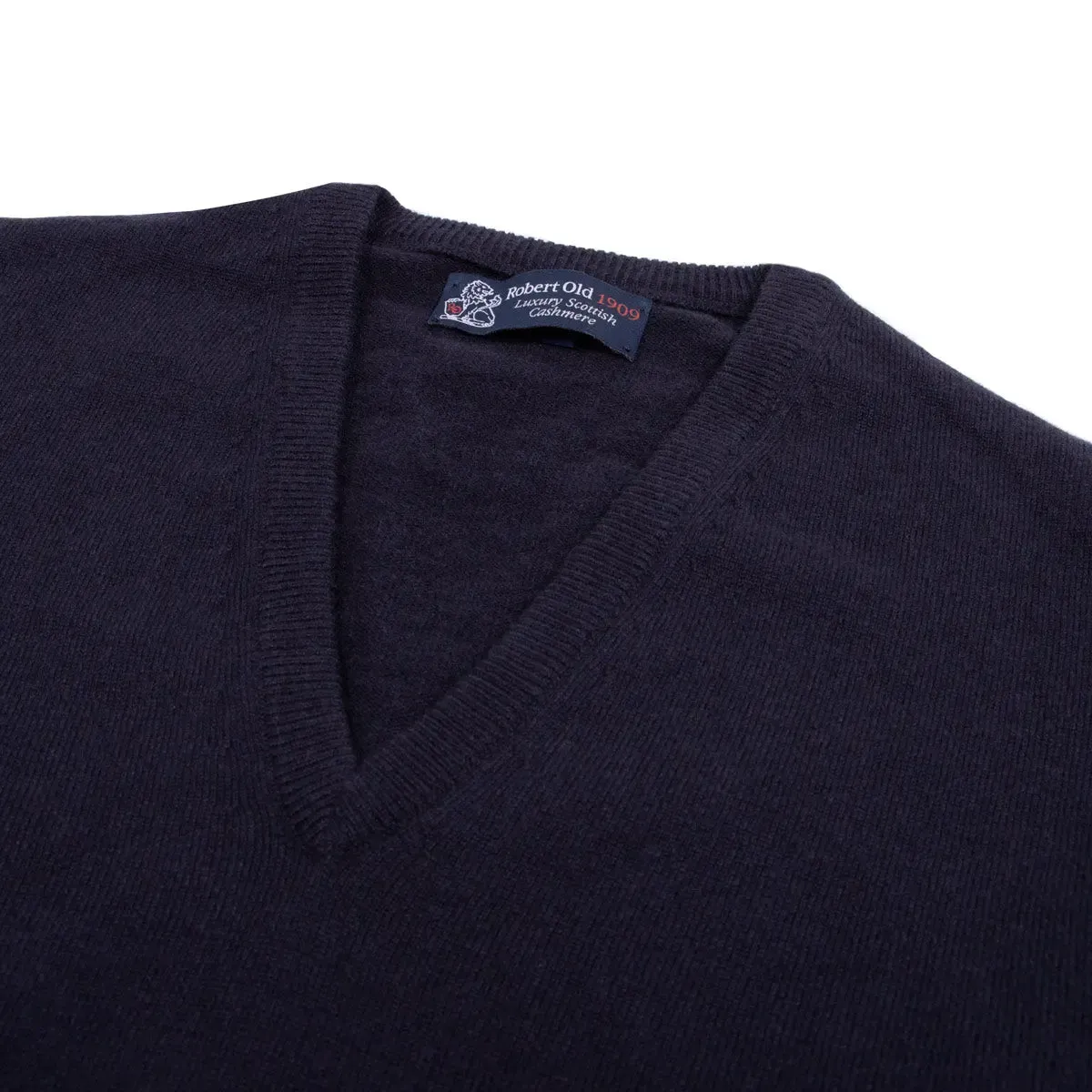 Dark Navy Chatsworth 2ply V-Neck Cashmere Sweater