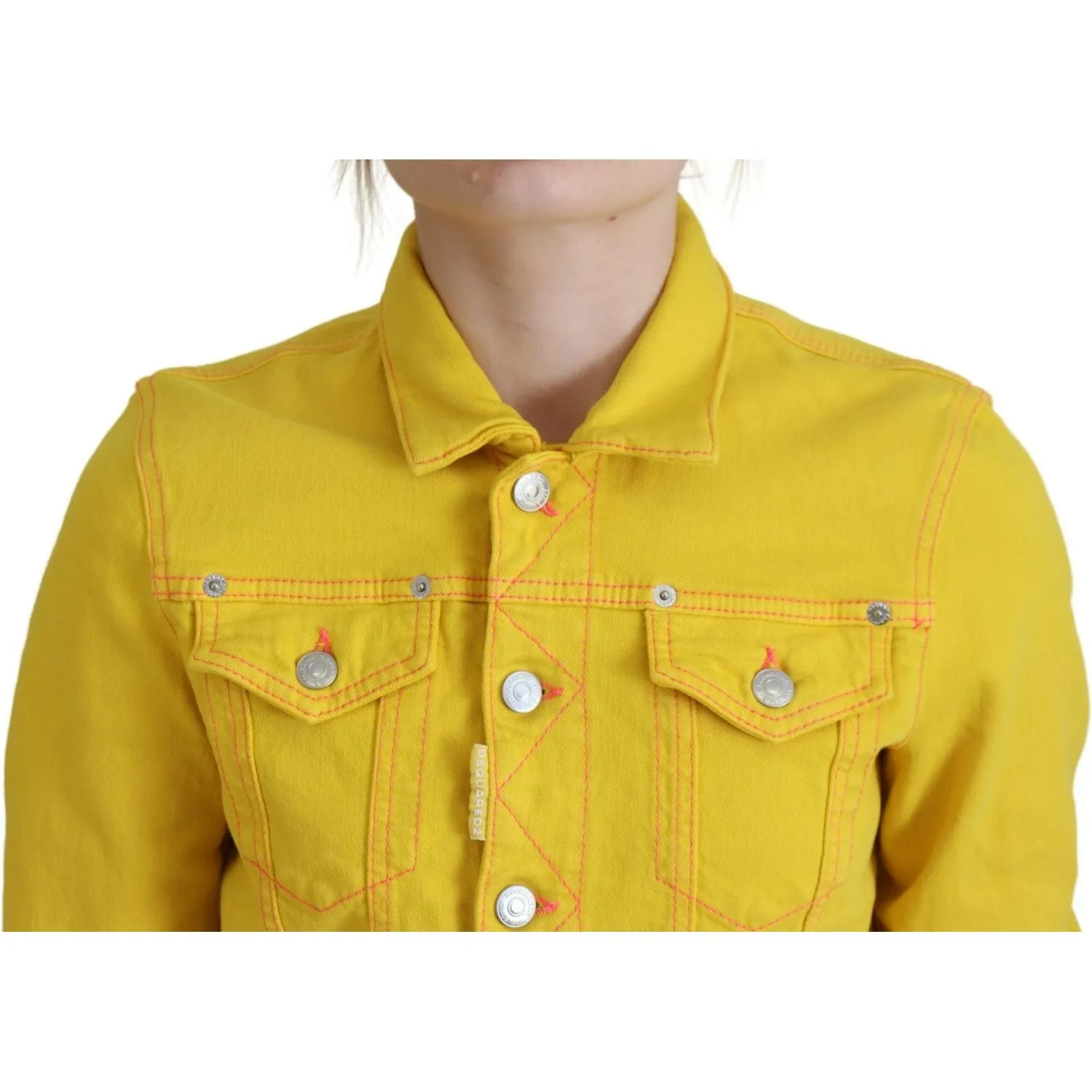 Dsquared² Yellow Collared Long Sleeves Denim Jacket