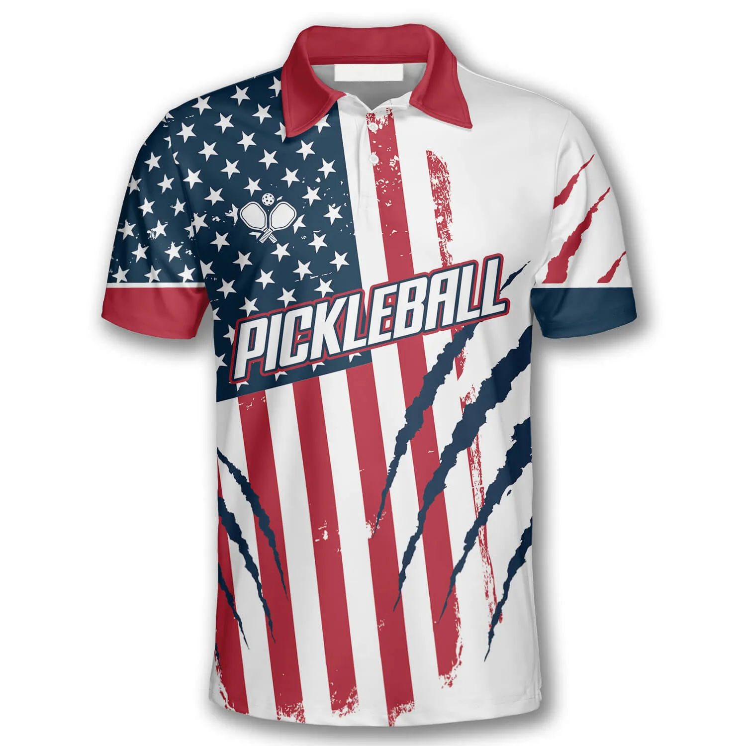 Eagle Scratches American Flag Custom Pickleball Shirts for Men