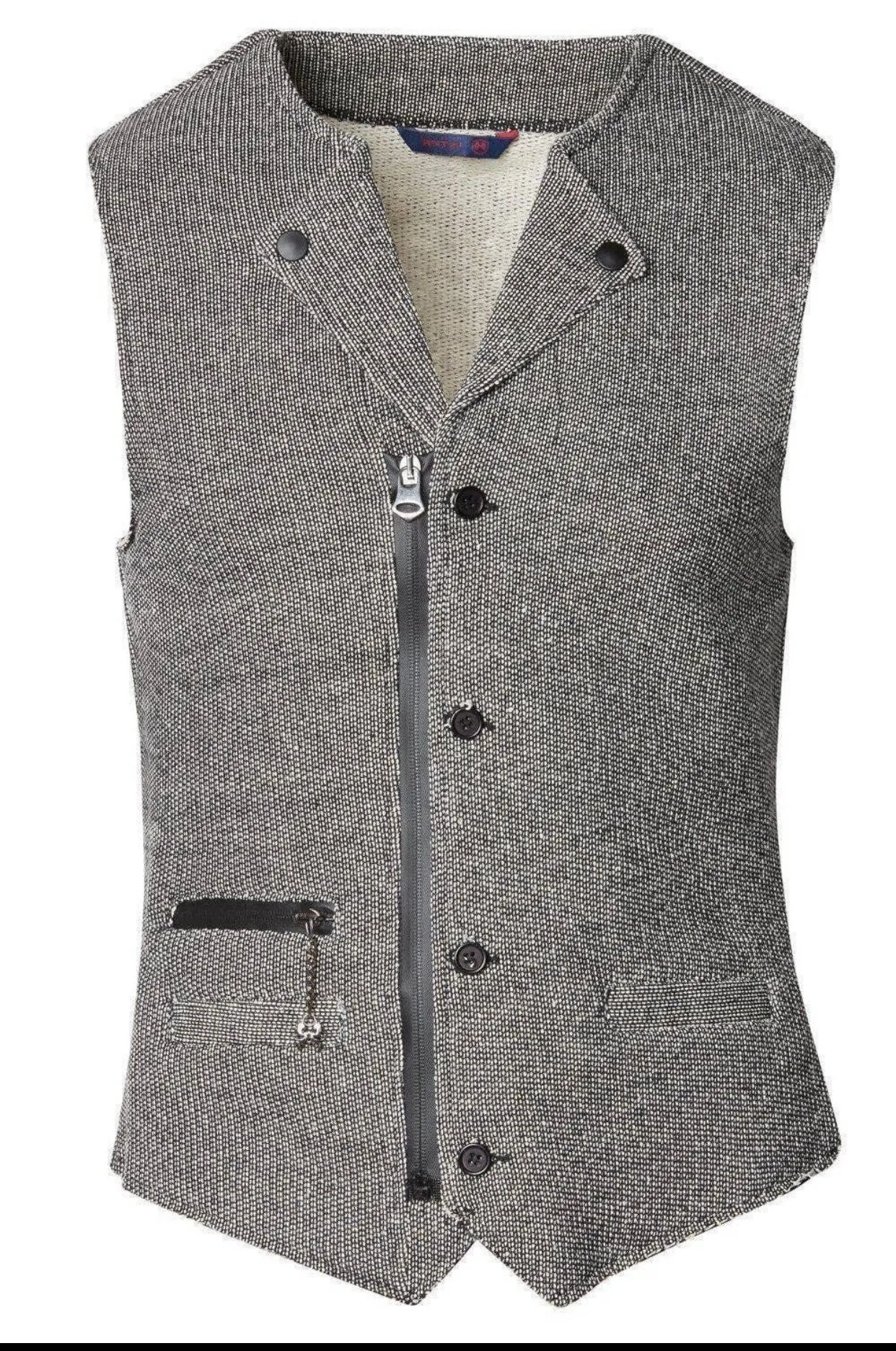 “GQ” Collared Zip Button Vest