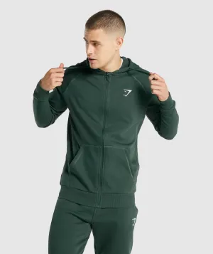 Gymshark Crest Zip Up Hoodie - Dark Green