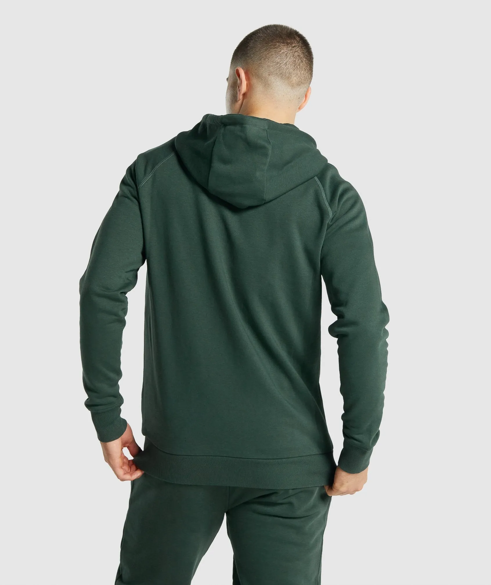 Gymshark Crest Zip Up Hoodie - Dark Green