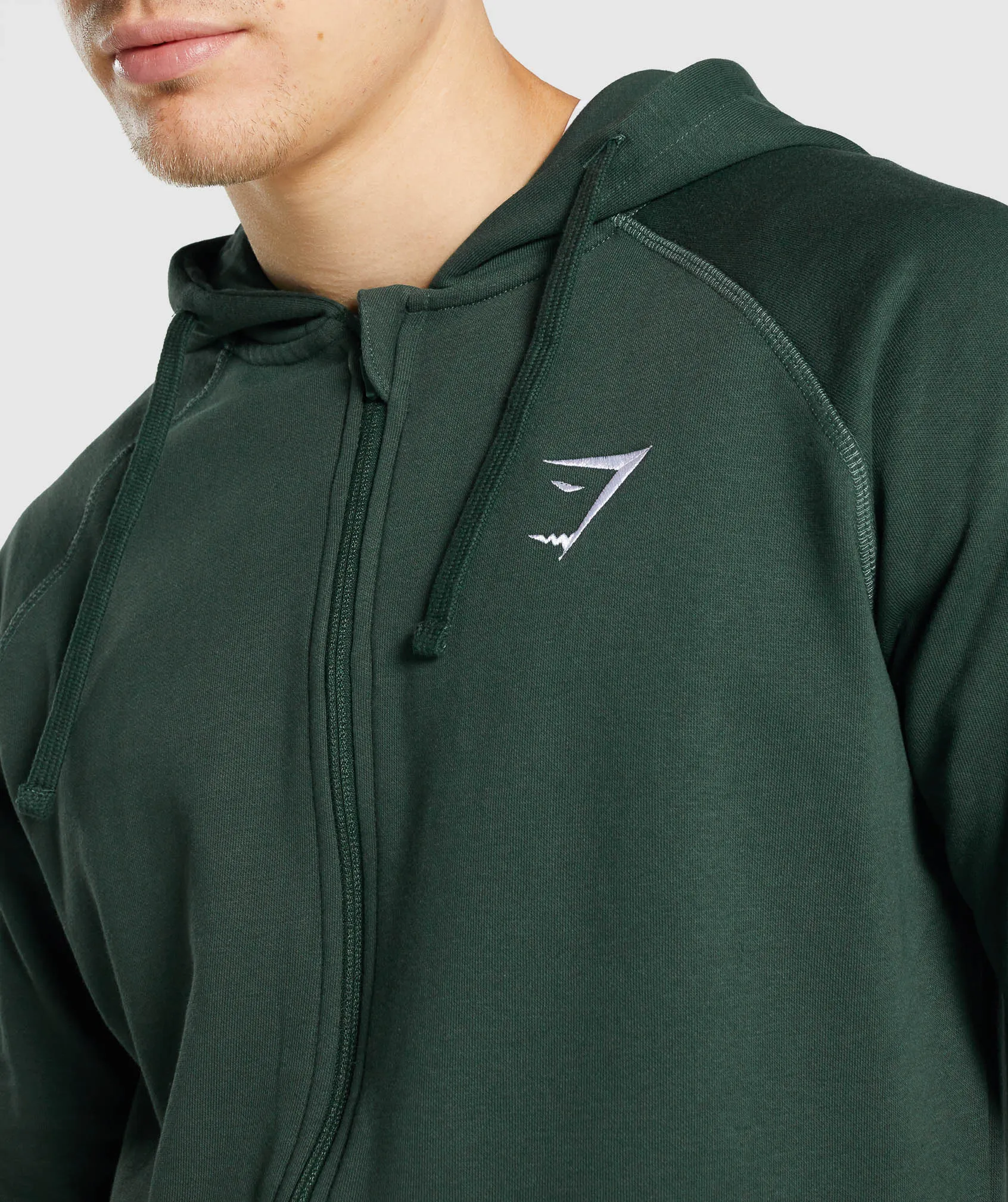 Gymshark Crest Zip Up Hoodie - Dark Green