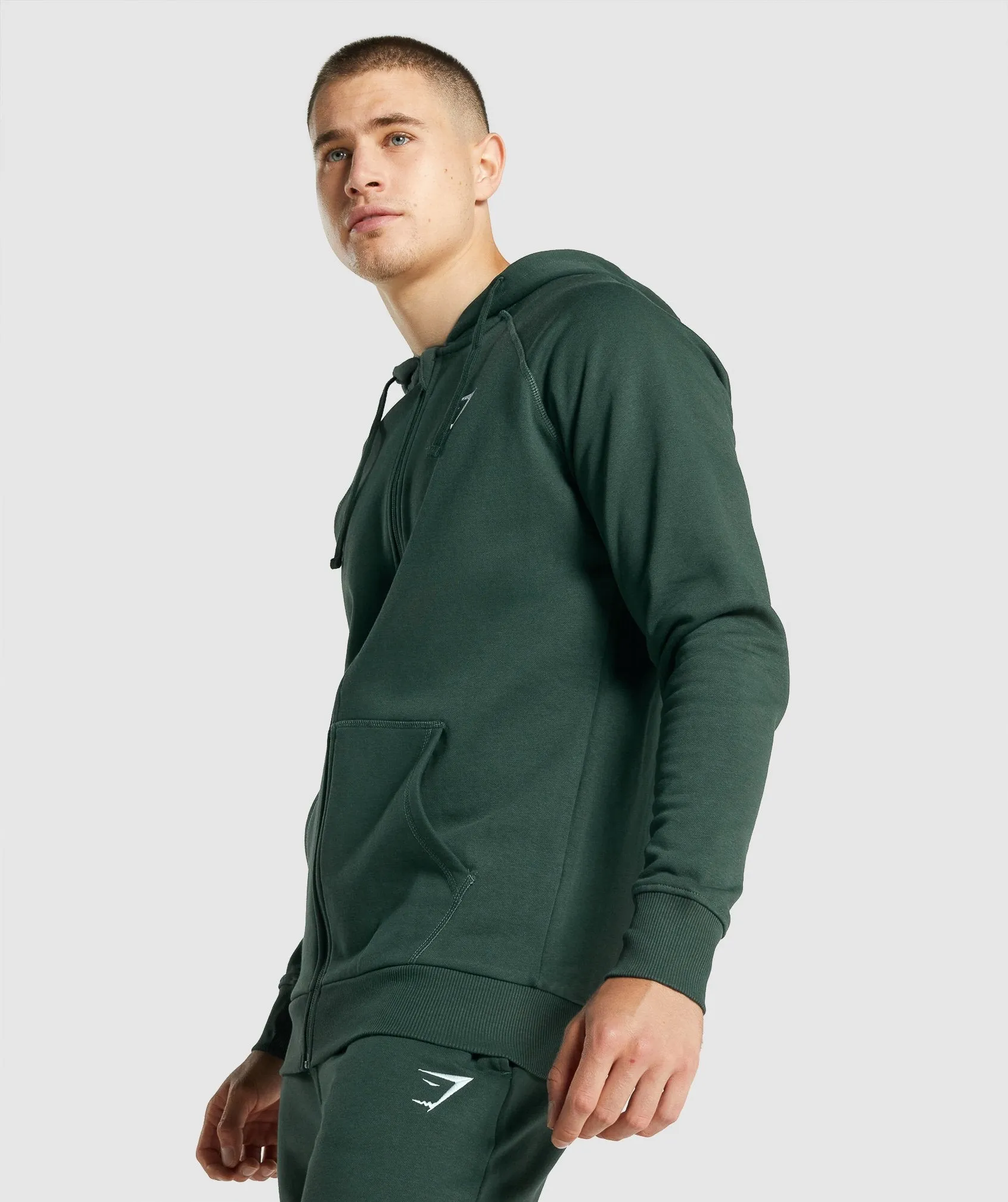 Gymshark Crest Zip Up Hoodie - Dark Green