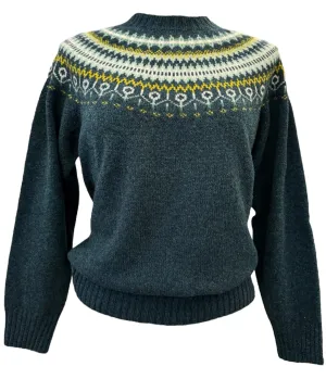 Harley Women's Superfine Lambswool Fairisle Sweater Green