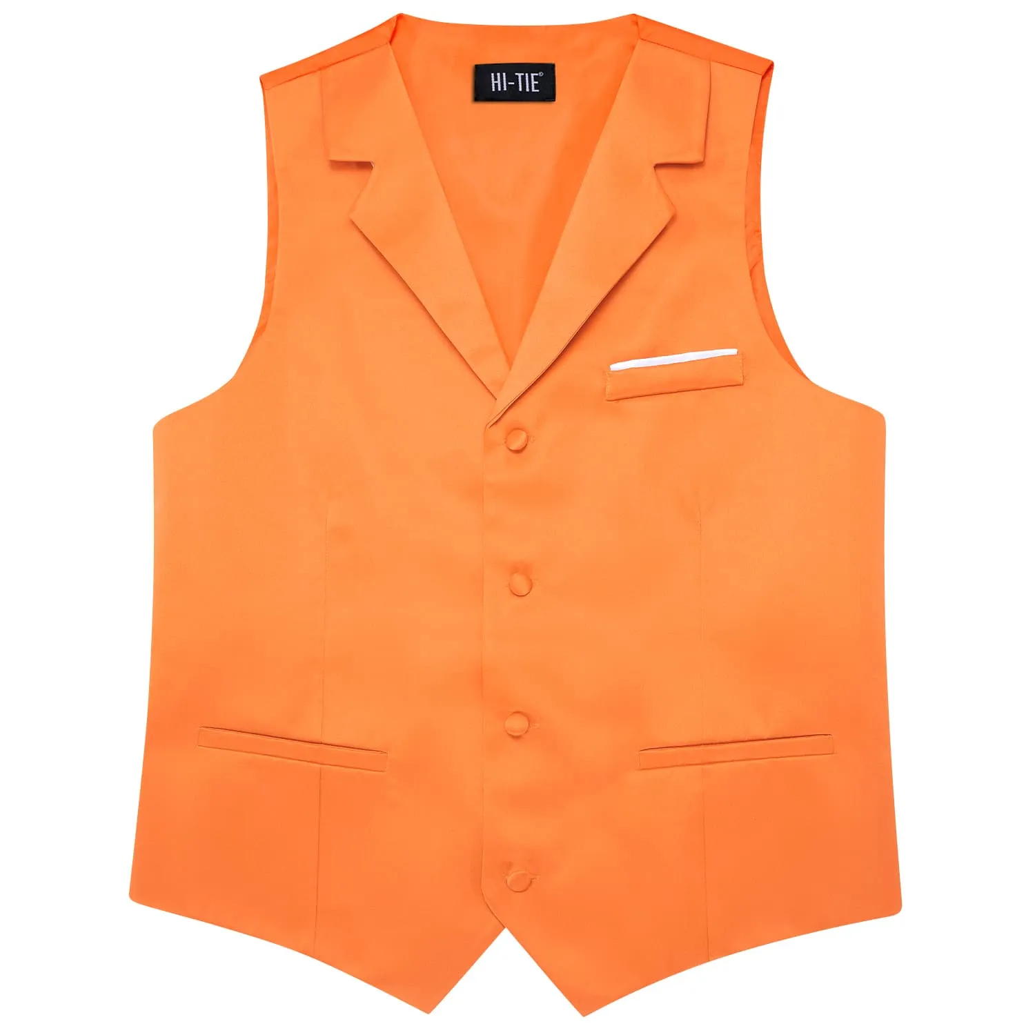 Hi-Tie Orange Waistcoat Solid Notch lapels Men's Vest