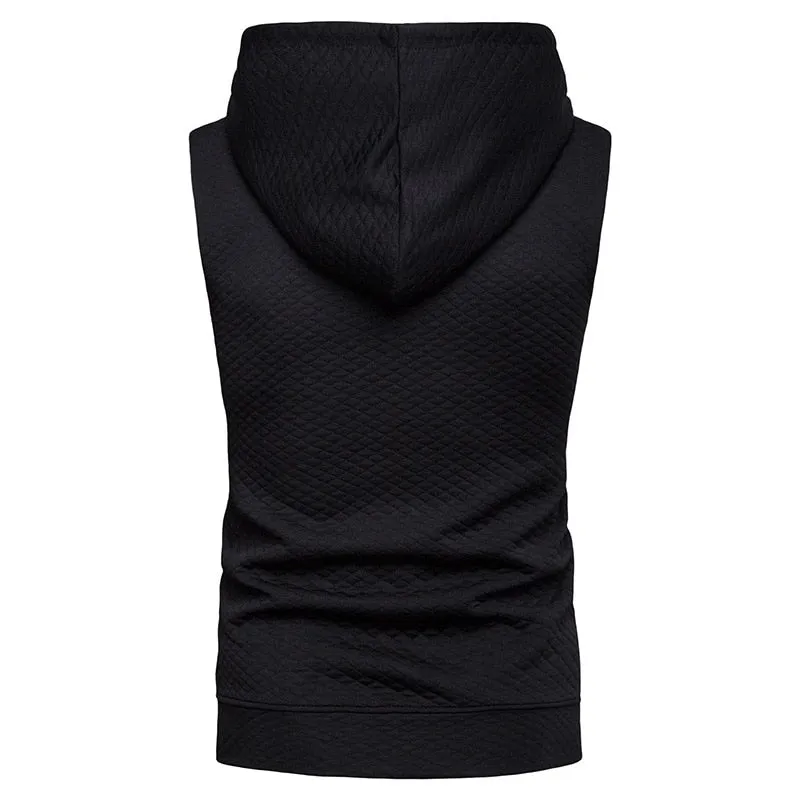 Hooded Tank Top Summer New Bodybuilding Zipper Sleeveless Hooded Vest Hip Hop Casual Slim Fit Clothing XXL