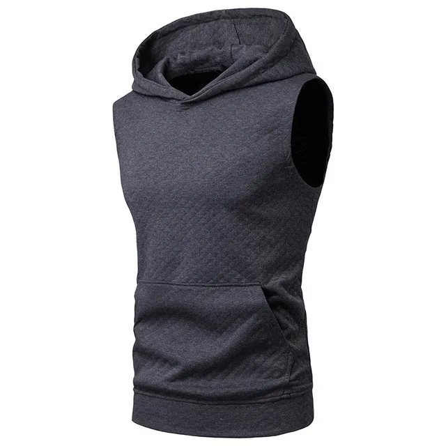 Hooded Tank Top Summer New Bodybuilding Zipper Sleeveless Hooded Vest Hip Hop Casual Slim Fit Clothing XXL