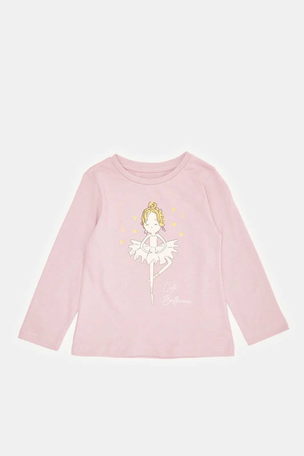 Infant Girls Pink Placement Print Long Sleeve T-Shirt