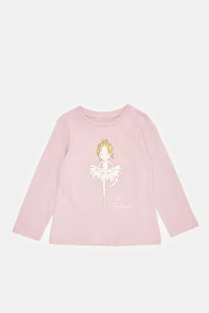 Infant Girls Pink Placement Print Long Sleeve T-Shirt