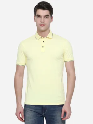 Light Yellow Solid Slim Fit Polo T-Shirt | JadeBlue