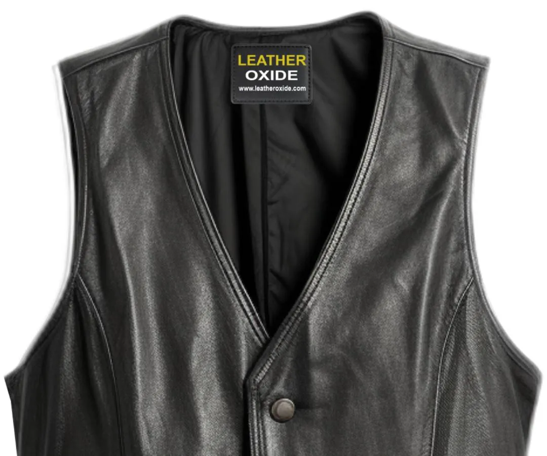 Men Stylish Black Leather Vest