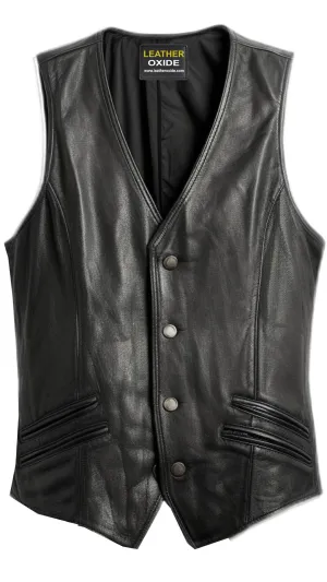 Men Stylish Black Leather Vest