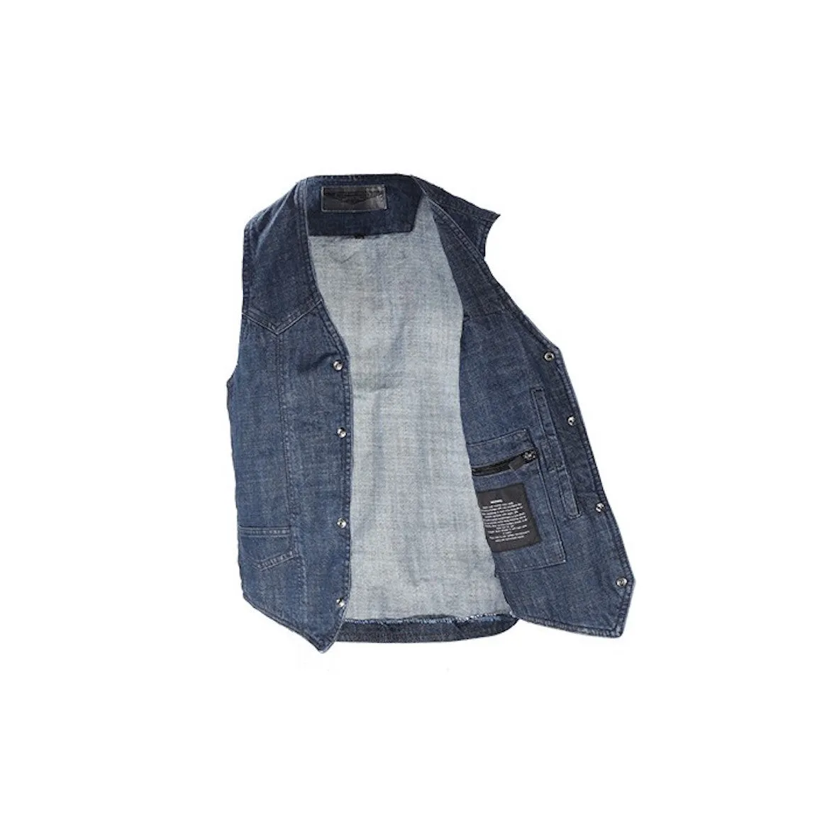 Mens Dark Blue Denim Motorcycle Vest Gun Pockets Solid Back