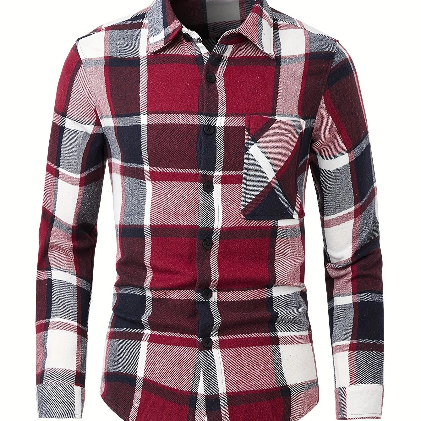 Men's Flannel Plaid Lapel Button Short Pocketed Shirts Coats