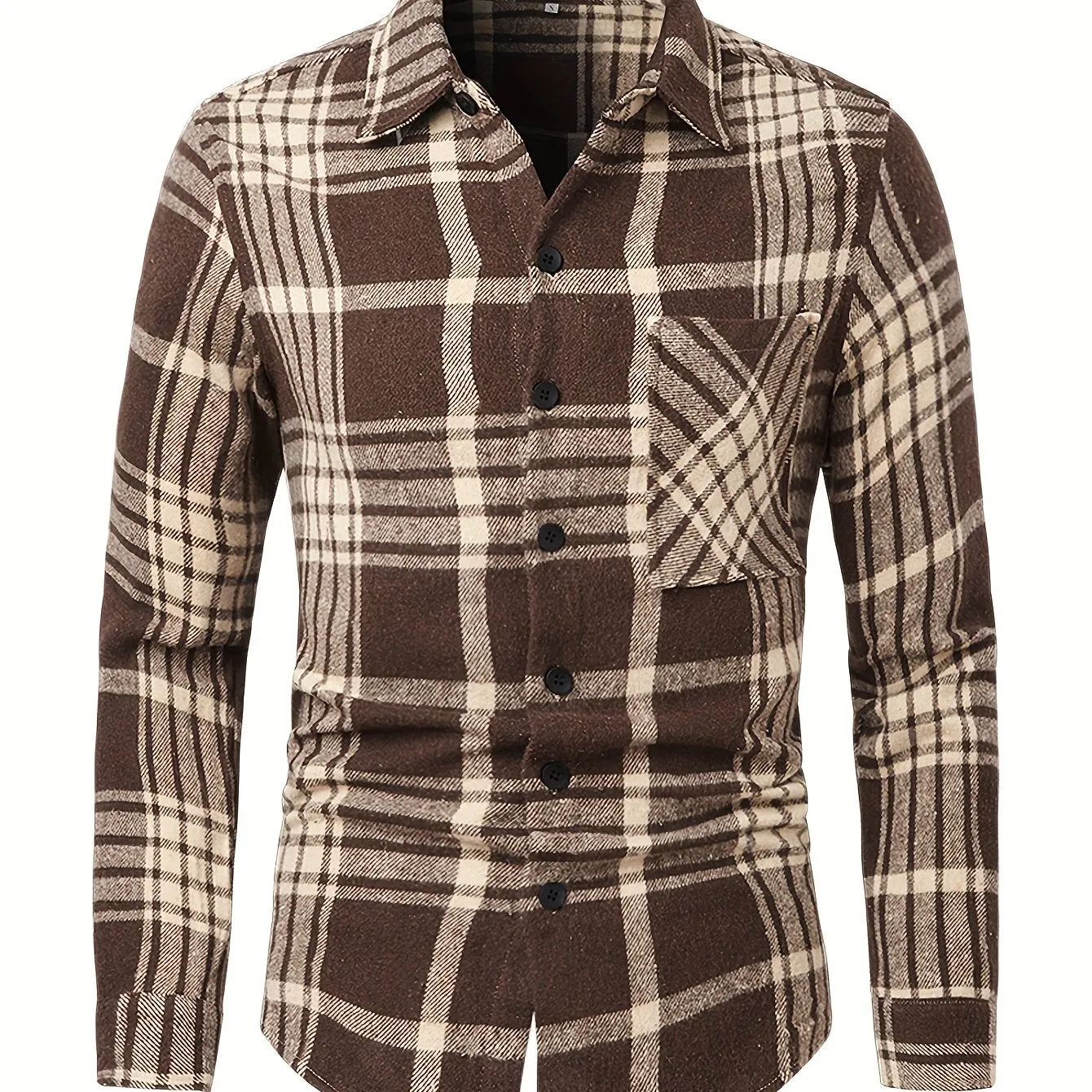 Men's Flannel Plaid Lapel Button Short Pocketed Shirts Coats