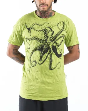 Mens Octopus T-Shirt in Lime