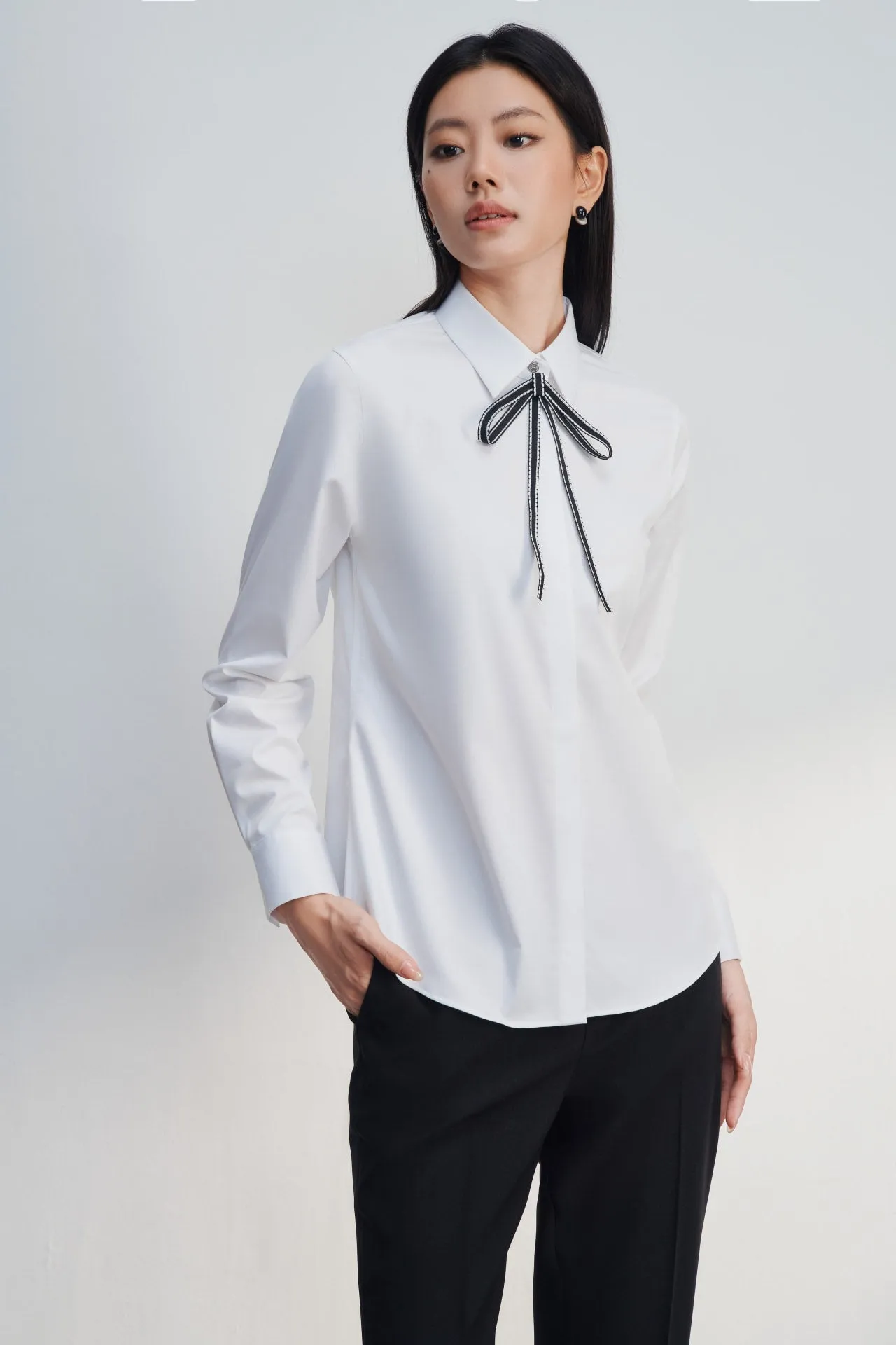 Modal Spandex Twill Shirt with Detachable Tie