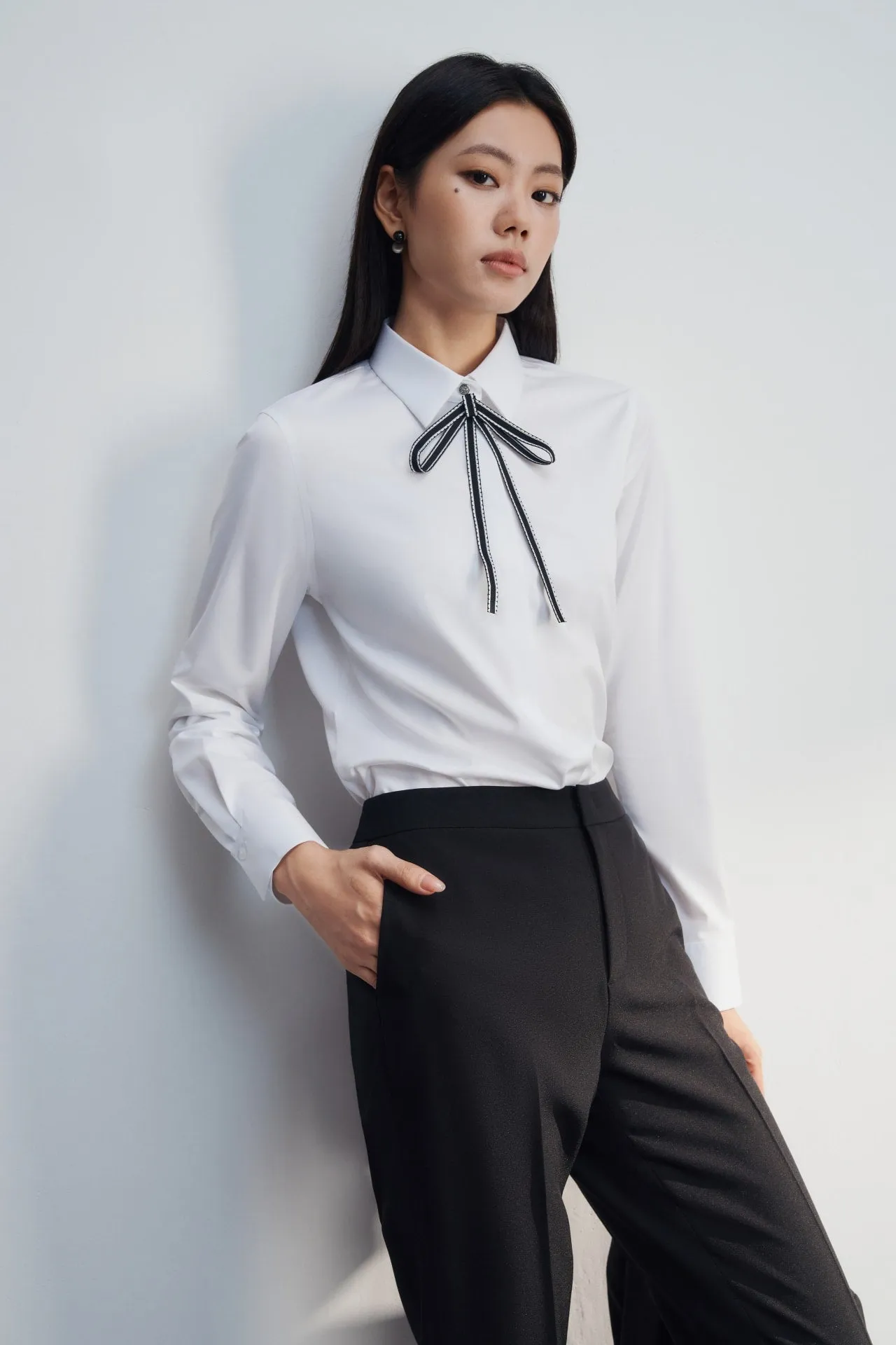 Modal Spandex Twill Shirt with Detachable Tie