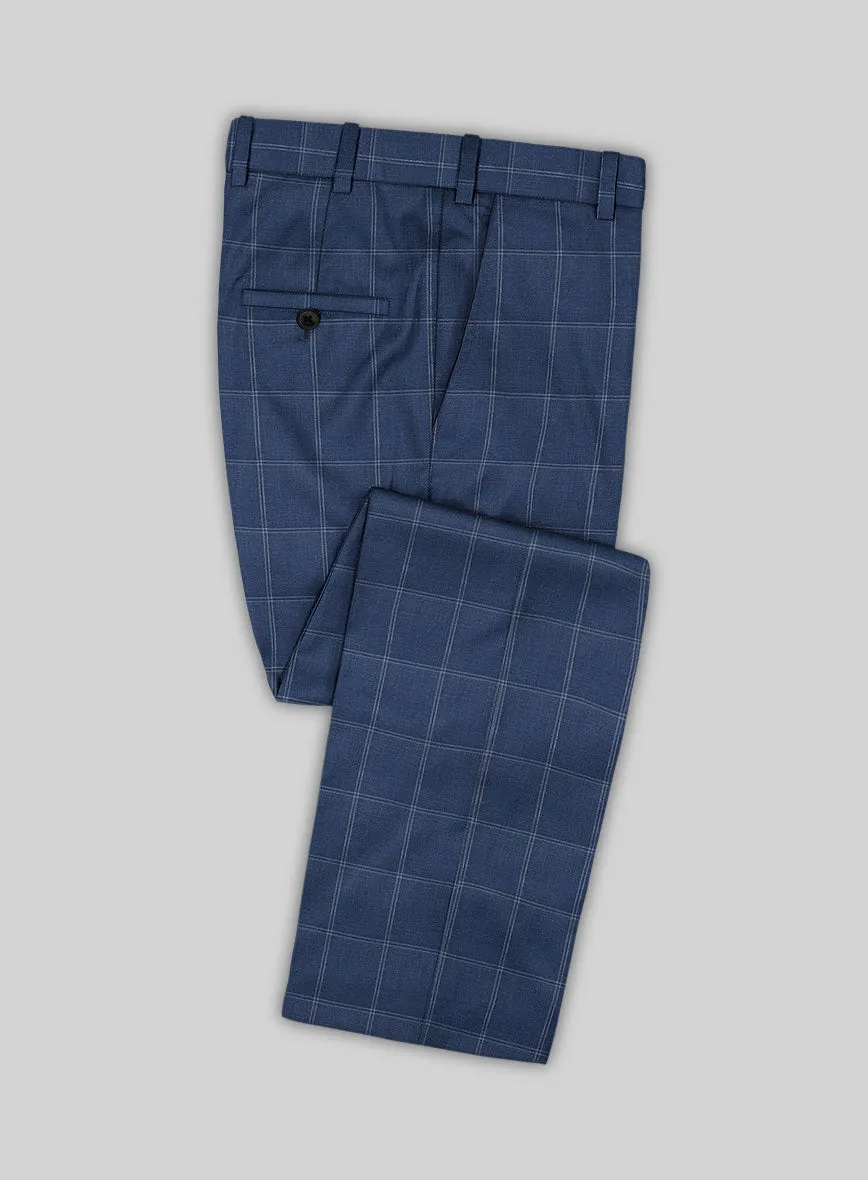 Napolean Noemi Windowpane Blue Wool Pants