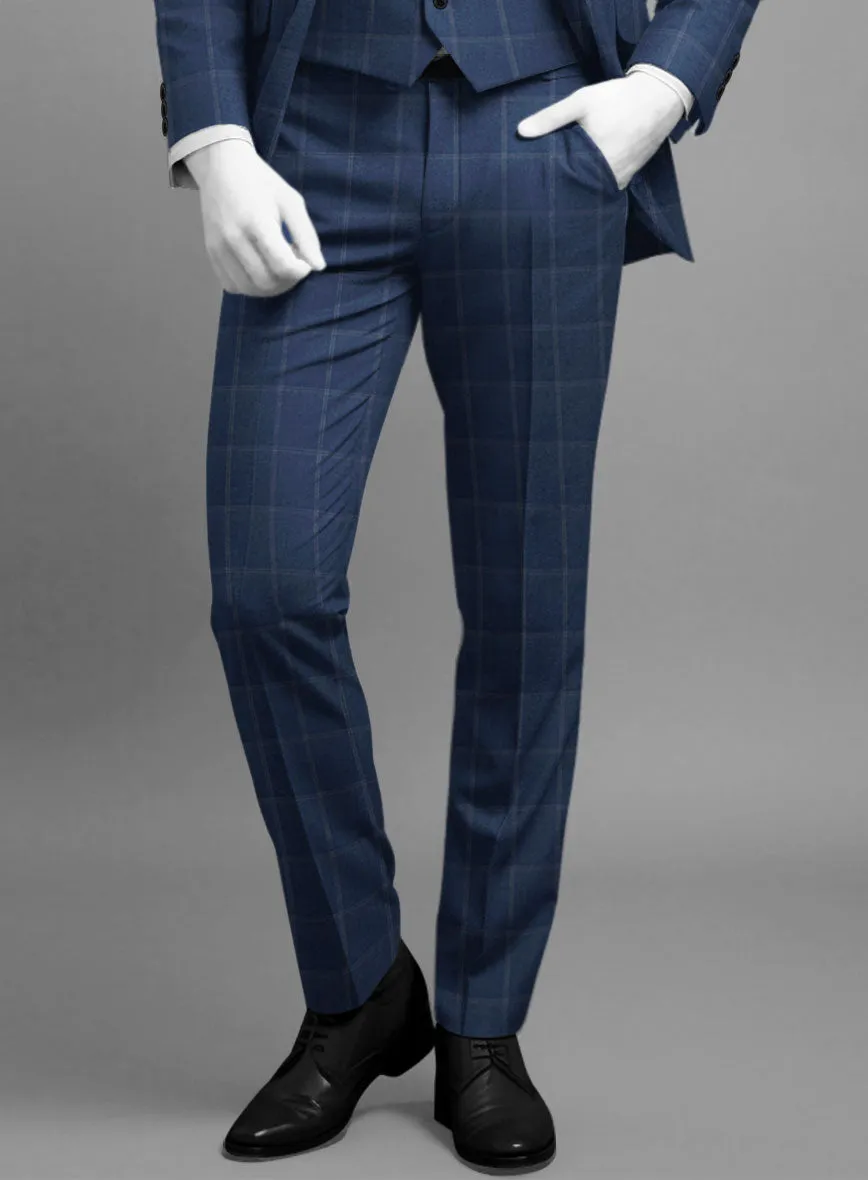 Napolean Noemi Windowpane Blue Wool Pants