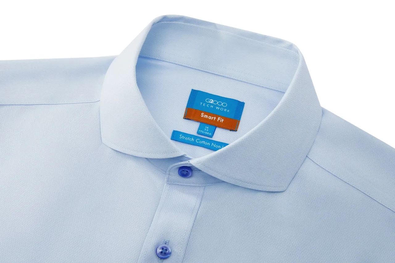 Non-Iron Cotton Stretch Textured Shirt in Smart Fit Windsor Collar