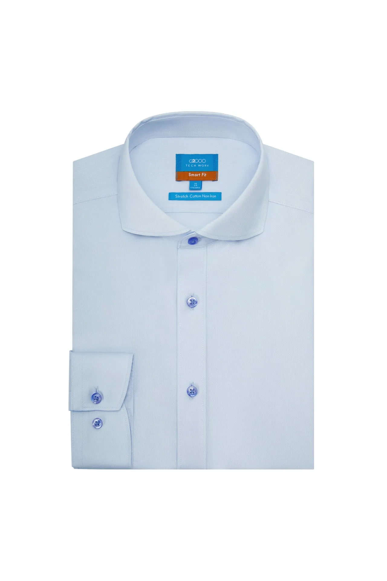 Non-Iron Cotton Stretch Textured Shirt in Smart Fit Windsor Collar