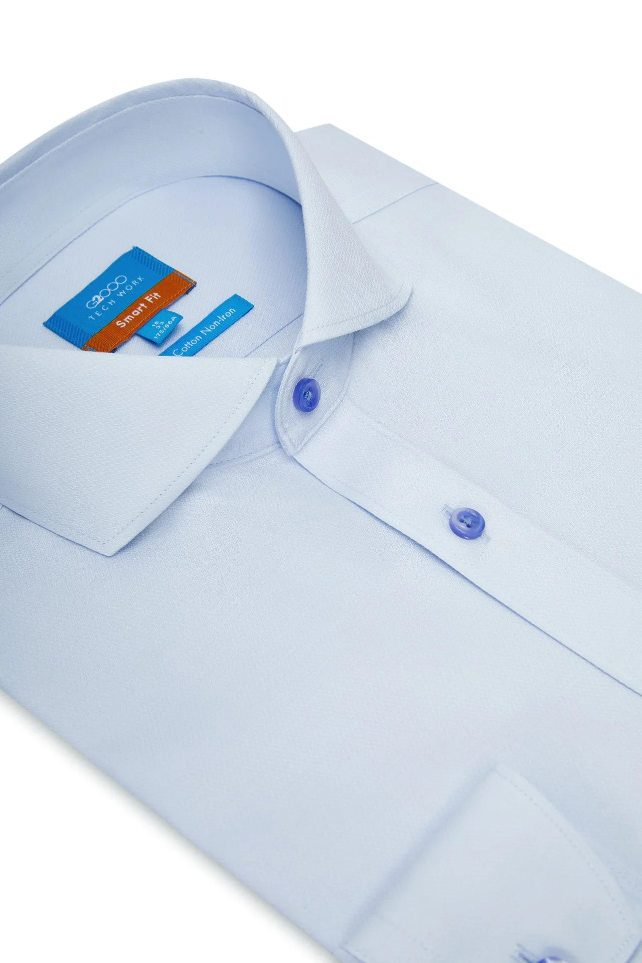 Non-Iron Cotton Stretch Textured Shirt in Smart Fit Windsor Collar