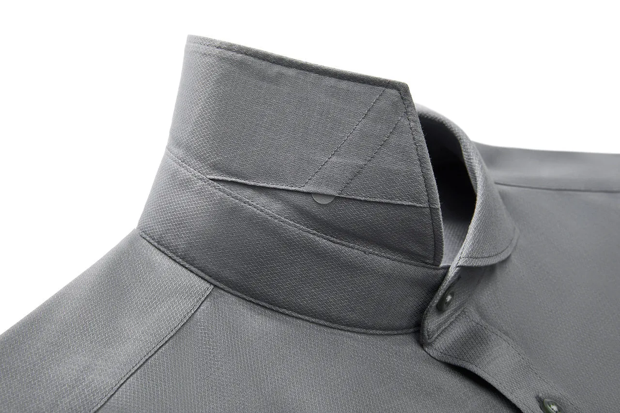 Non-Iron Cotton Stretch Textured Shirt in Smart Fit Windsor Collar