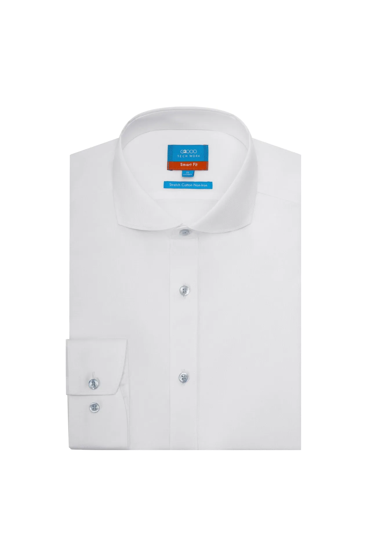 Non-Iron Cotton Stretch Textured Shirt in Smart Fit Windsor Collar