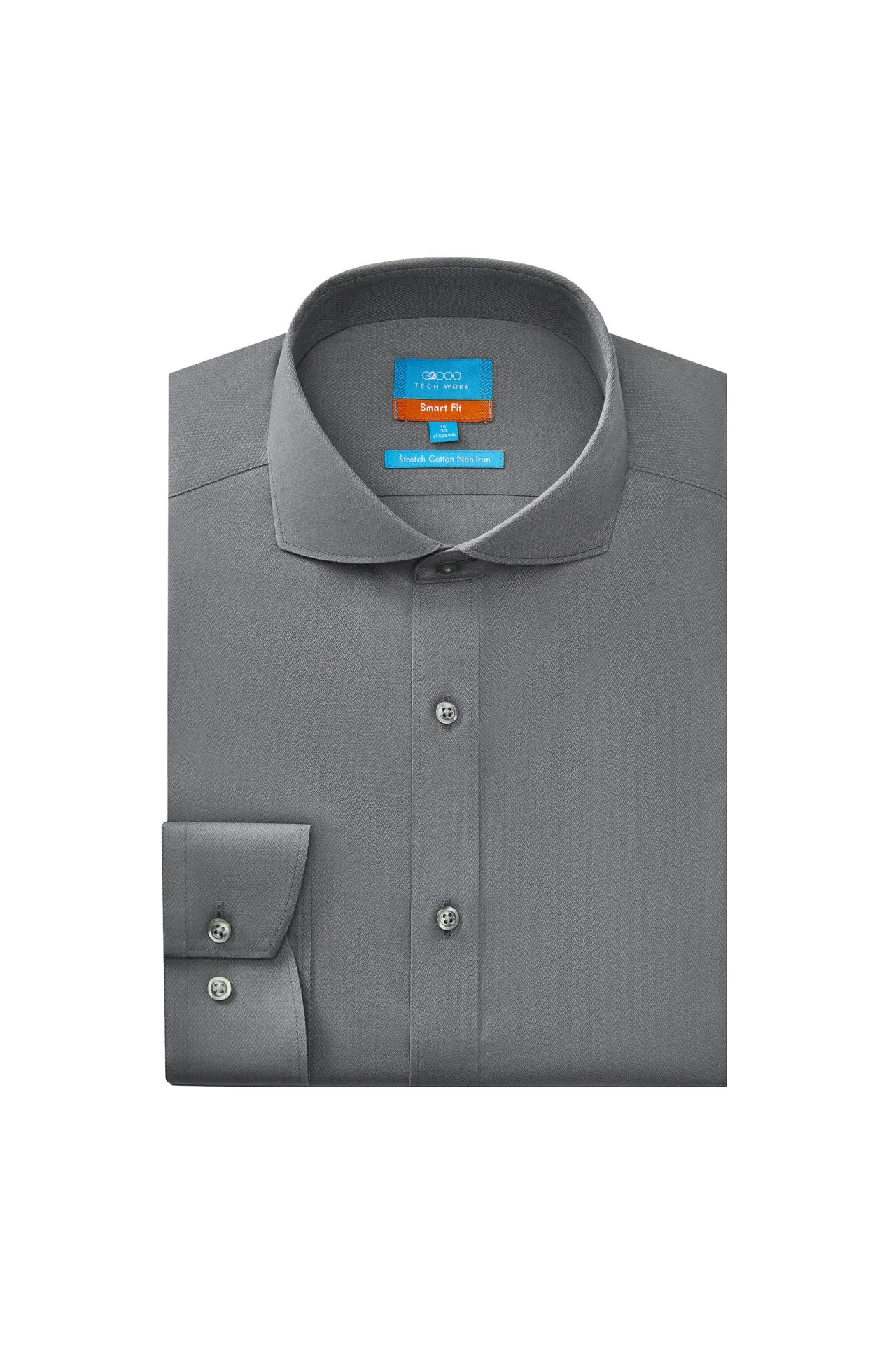 Non-Iron Cotton Stretch Textured Shirt in Smart Fit Windsor Collar