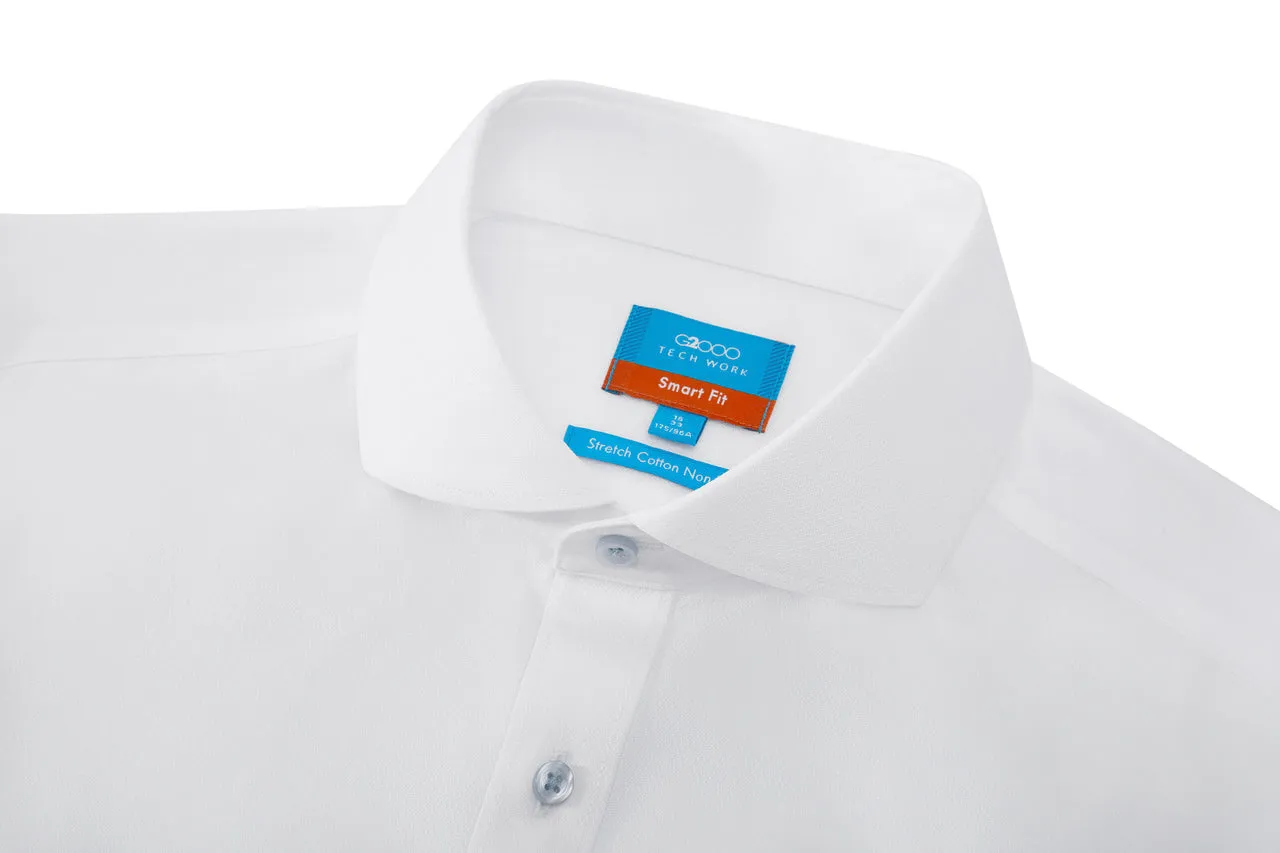 Non-Iron Cotton Stretch Textured Shirt in Smart Fit Windsor Collar