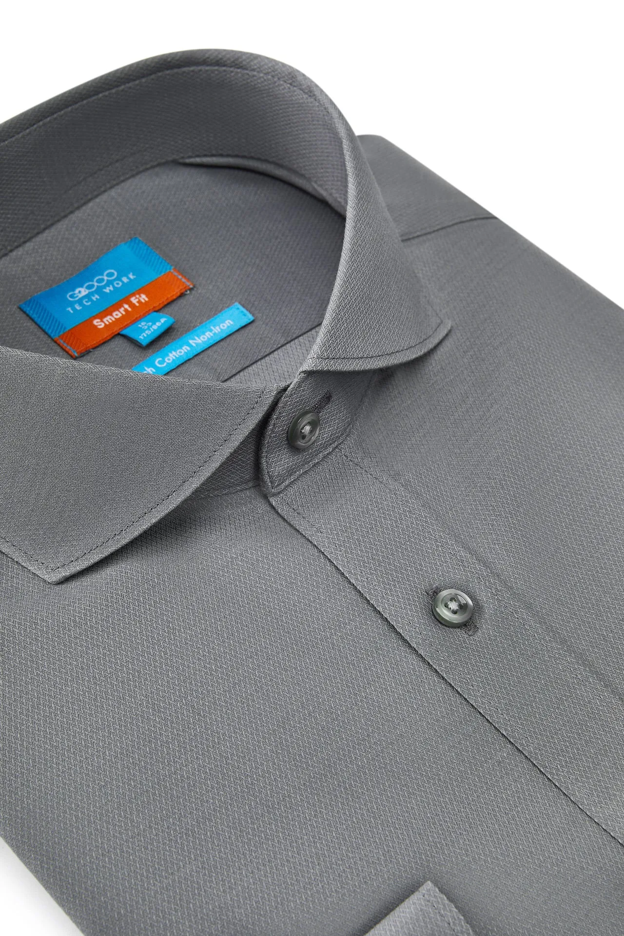 Non-Iron Cotton Stretch Textured Shirt in Smart Fit Windsor Collar