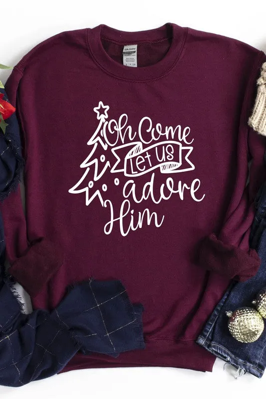 Oh Come Let us Adore Him Tree Sweatshirt