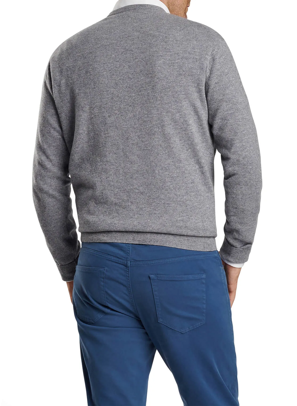 Peter Millar Crown Heritage Cashmere Custom V-Neck Sweaters, Oslo Grey