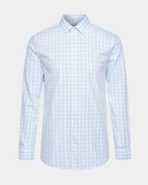 Phenom Professional Light Blue Tartan Long Sleeve Men's Dress Shirt