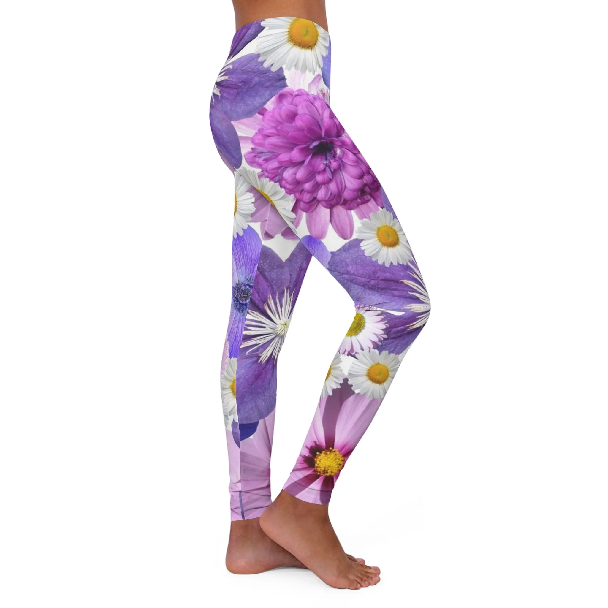 Purple Flowers - Inovax Women's Spandex Leggings