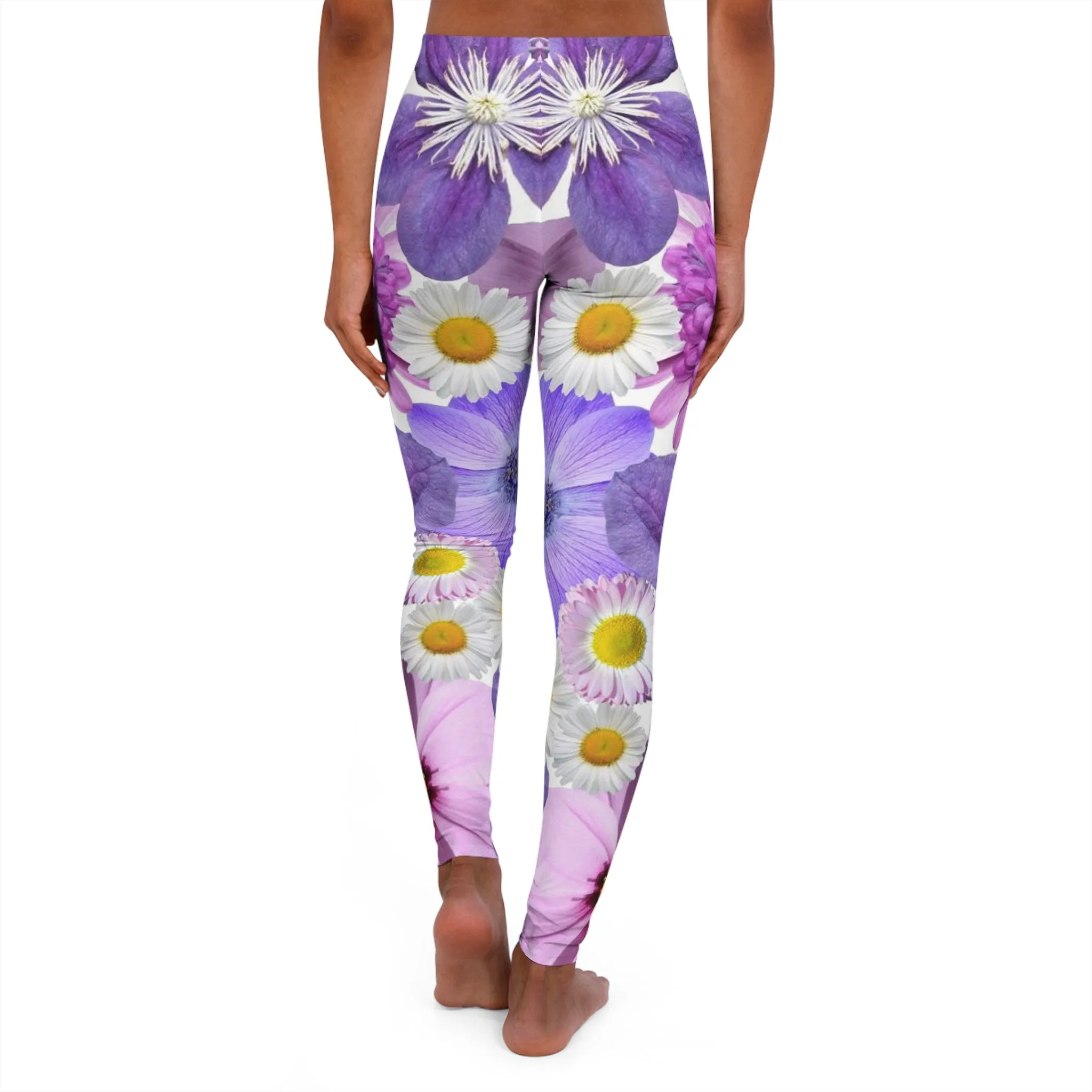 Purple Flowers - Inovax Women's Spandex Leggings